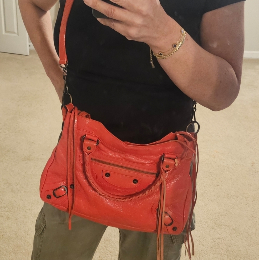 Balenciaga Small City Moto Crossbody Bag 🍊 Rare Orange Red - Picture 17 of 17